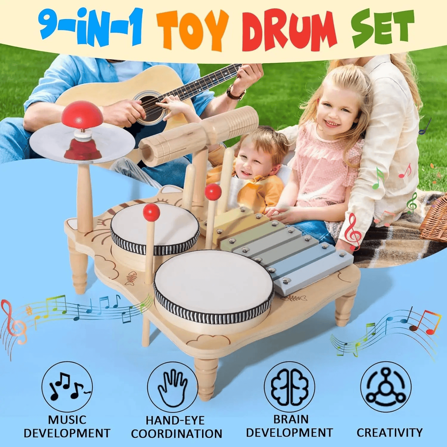 Wooden Toy Montessori Percussion Instruments Set For children multivariant