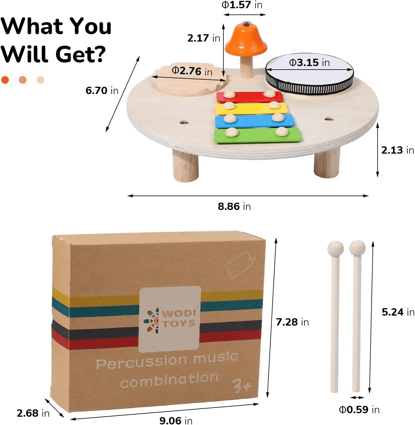 Wooden Toy Montessori Percussion Instruments Set For children multivariant