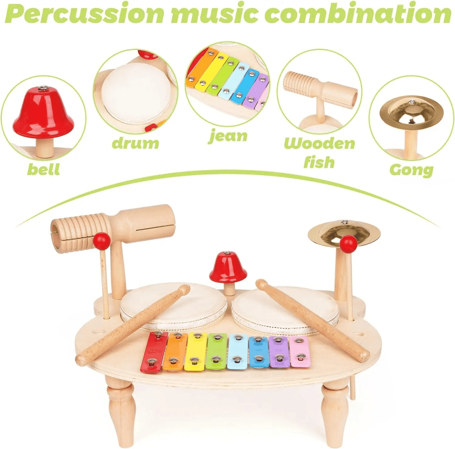 Wooden Toy Montessori Percussion Instruments Set For children multivariant