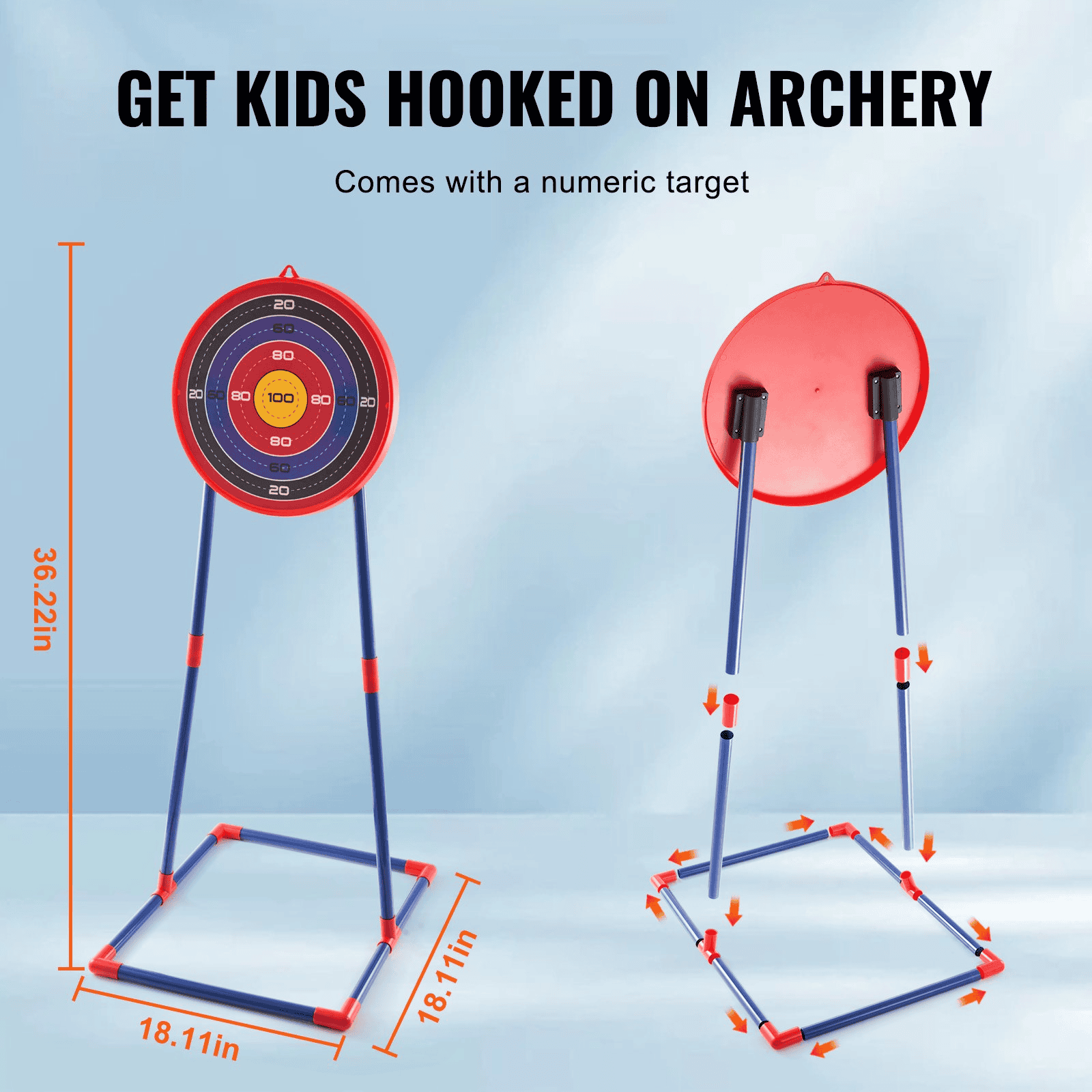 VEVOR Bow and Arrow Set for Kids, LED Light Up Archery Set with 10 Suction Cup Arrows, Standing Target, Quiver, 3 Target Cans, Outdoor Toy for Boys & Girls 6 7 8 9 10+ Years Old, Birthday Gift for Kid