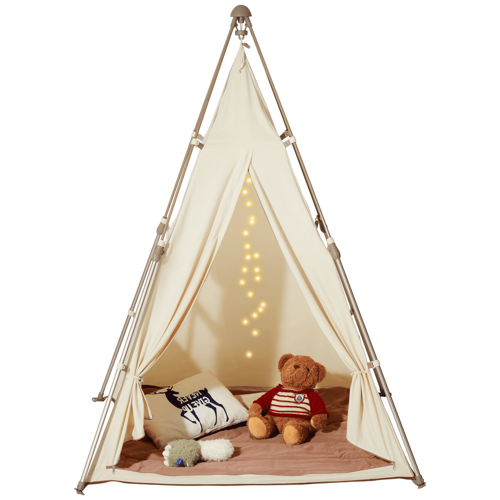 VEVOR Kids Play Tent, Teepee Tent for Kids 1-5 Years Old, Tent for Kids with Windows for Indoor and Outdoor, Foldable Toddler Tent with Mat and Carrying Bag, Kids Tent for Boys and Girls, Beige