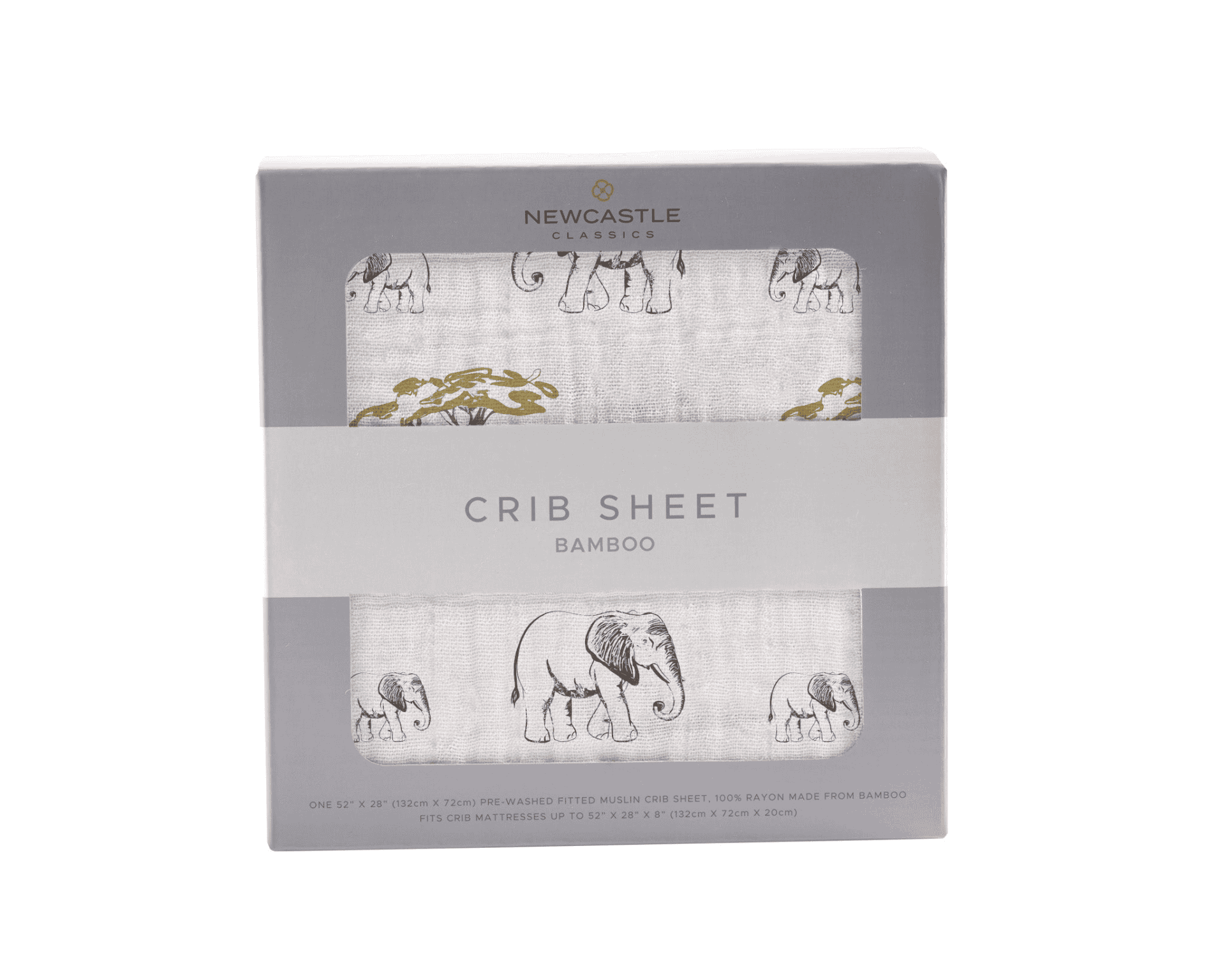 Rhinos and Elephants Bamboo Muslin Crib Sheet