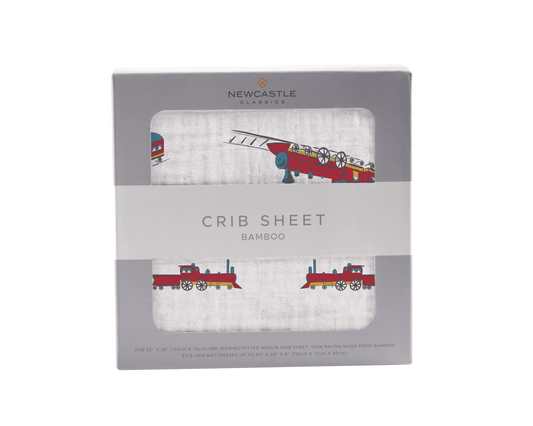 Vintage Steam Train Bamboo Crib Sheet