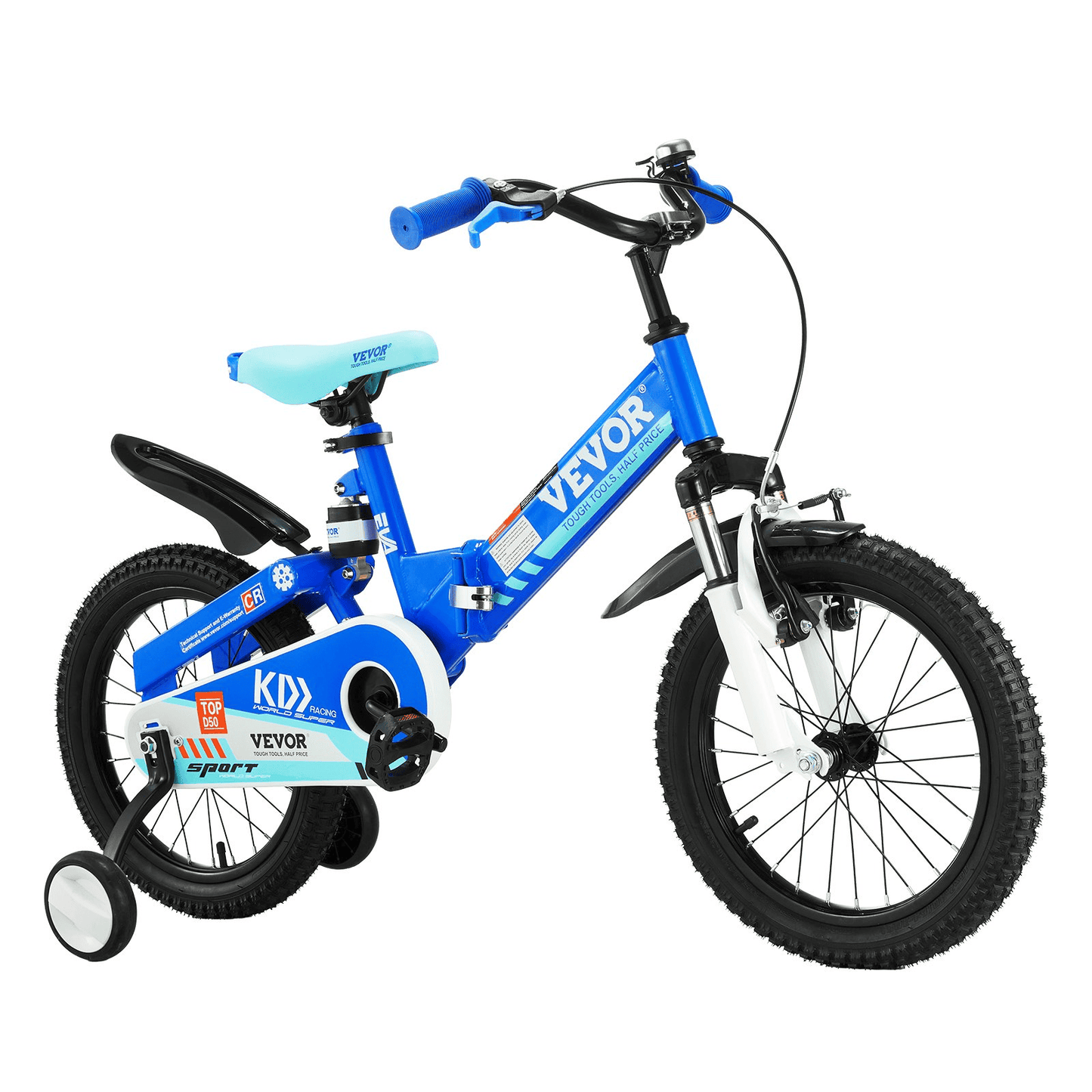 VEVOR Folding Toddler Balance Bike, 16" High-Carbon Steel Kids Bike with Adjustable Seat & Handlebar, Inflatable Tires, Portable Kids Balance Bicycle Gift for 5-8 Years Boys Girls, 99LBS Support