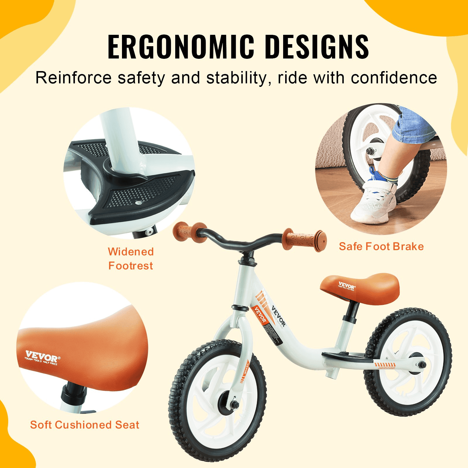 VEVOR Toddler Balance Bike, 12" Lightweight Aluminum Alloy Kids Bike with Adjustable Seat & Handlebar, EVA Foam Tires, No Pedal Kids Balance Bicycle Gift for 1-5 Years Boys Girls, 55LBS Support