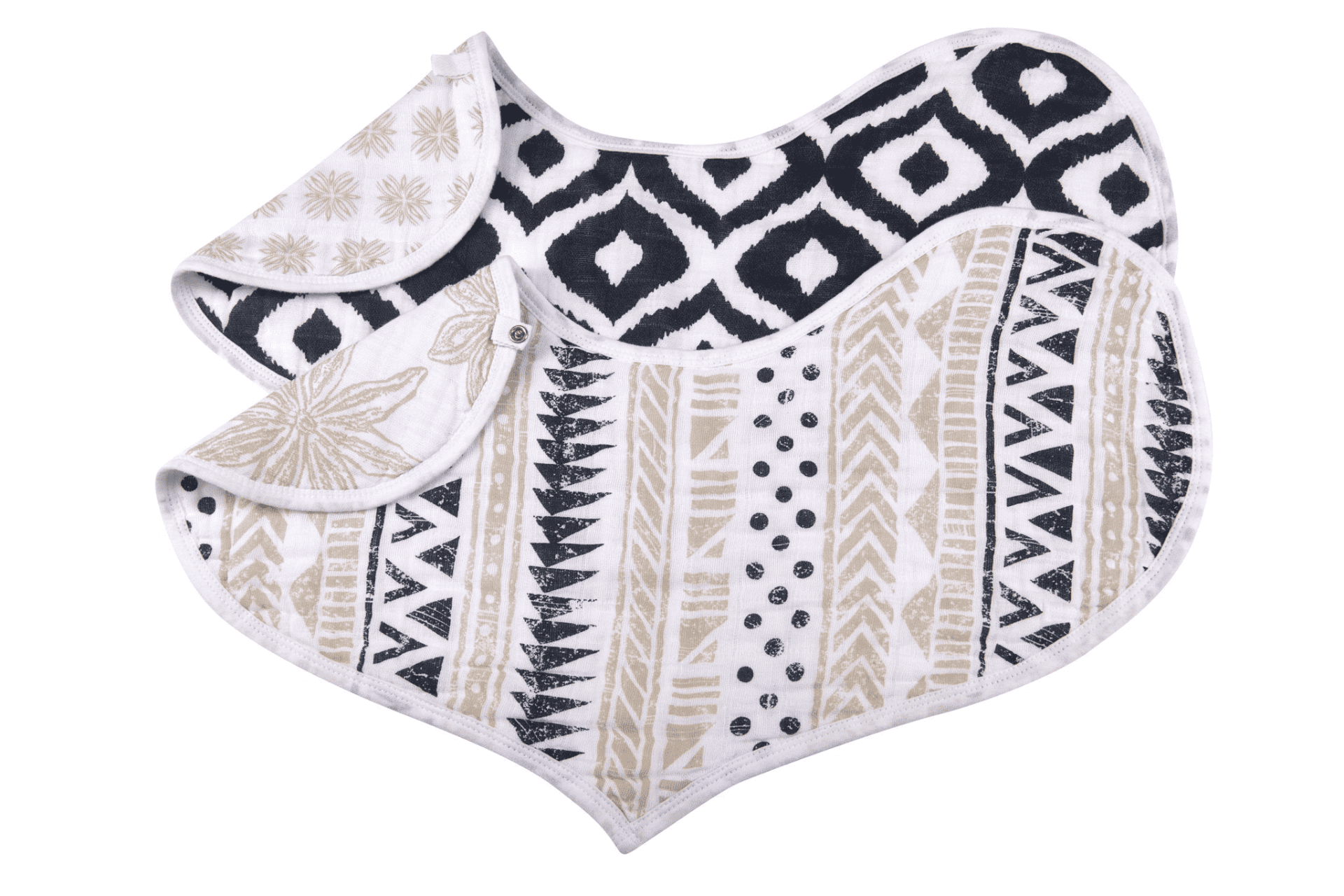 Boho Flower Heart Cotton Bibs 2PK