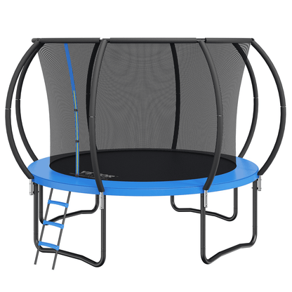 VEVOR 10FT Trampoline, 330 lbs Trampoline with Enclosure Net, Ladder, and Curved Pole, Heavy Duty Trampoline with Jumping Mat and Spring Cover Padding, Outdoor Recreational Trampolines for Kids Adults