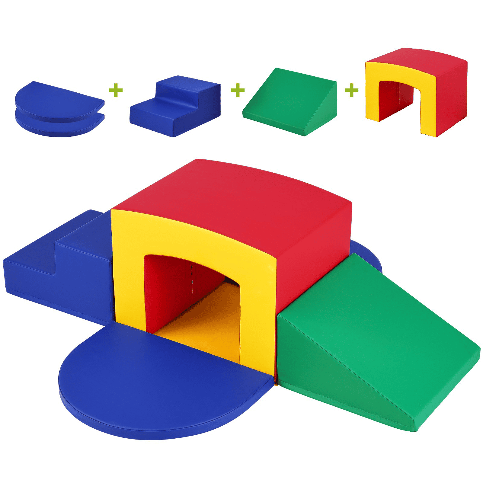 Toddler Climbing Toys Indoor, 5 Piece Climb, Crawl and Tunnel Soft Play Equipment, Foam Climbing Toys, Kids Tunnel Maze with Stairs and Ramp,Indoor for Preschoolers Easy to Clean (Assorted)