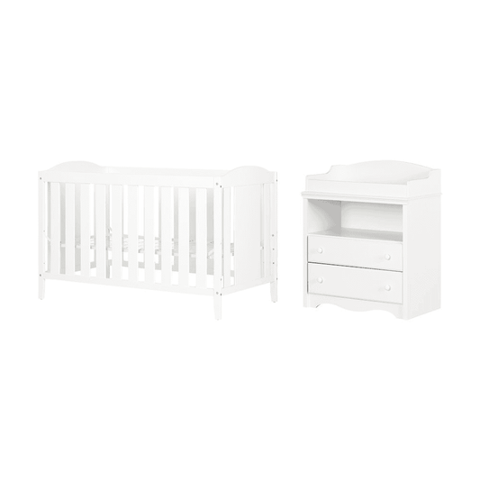 Angel Baby Crib and Changing Table Set, Pure White