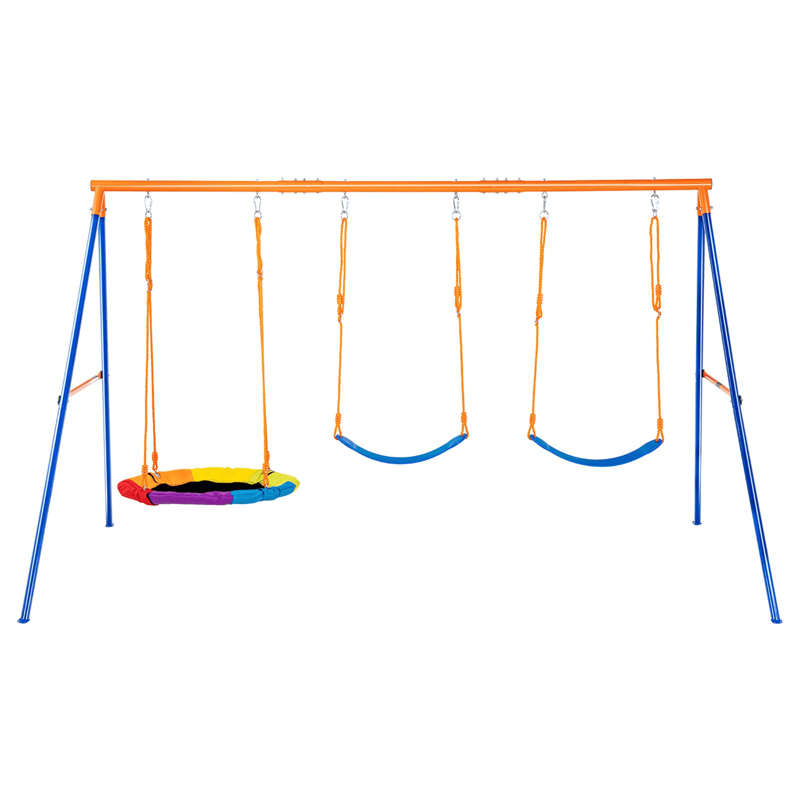 VEVOR Swing Sets for Backyard 1 Saucer 2 Belt Swing Seats A-Frame Metal Stand