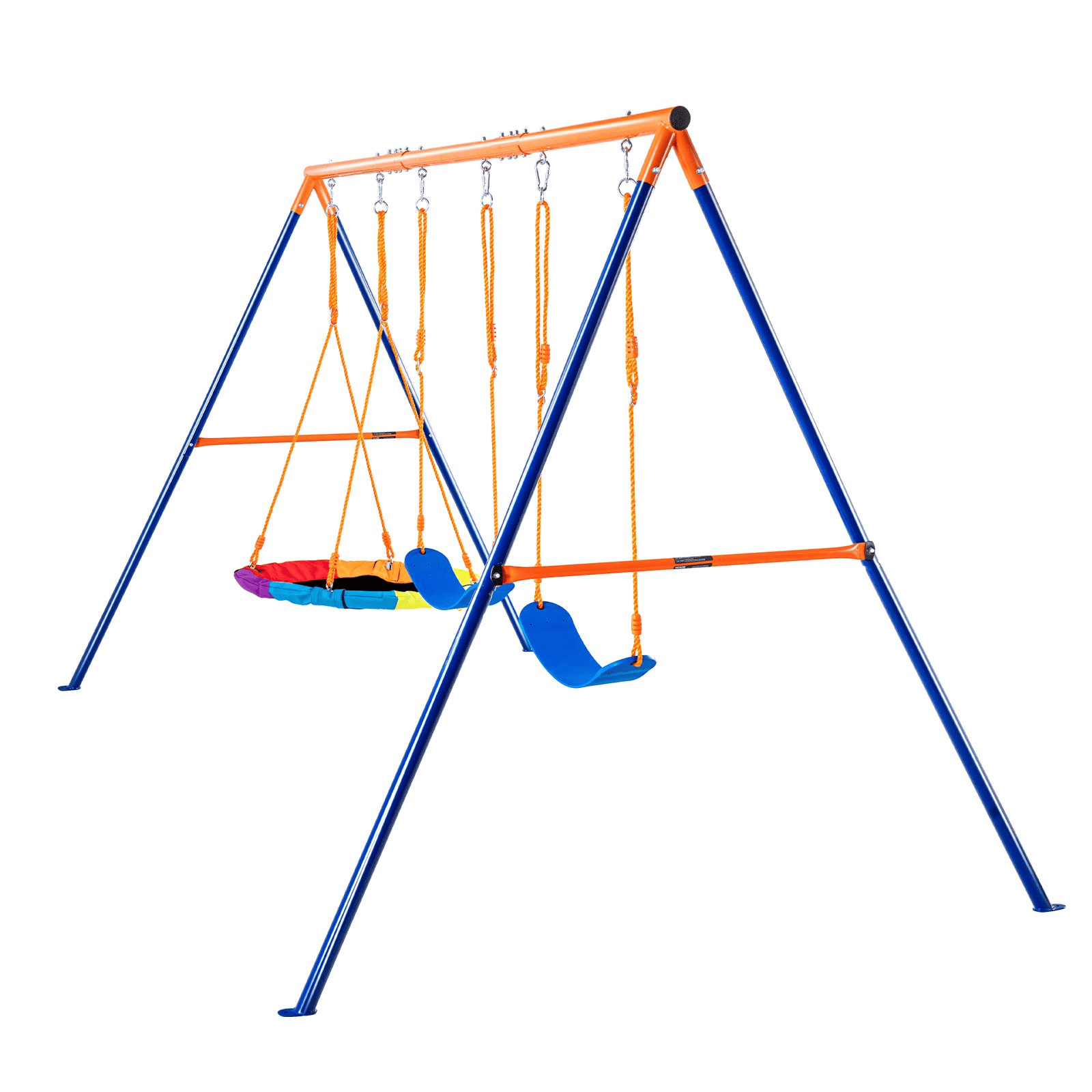 VEVOR Swing Sets for Backyard 1 Saucer 2 Belt Swing Seats A-Frame Metal Stand