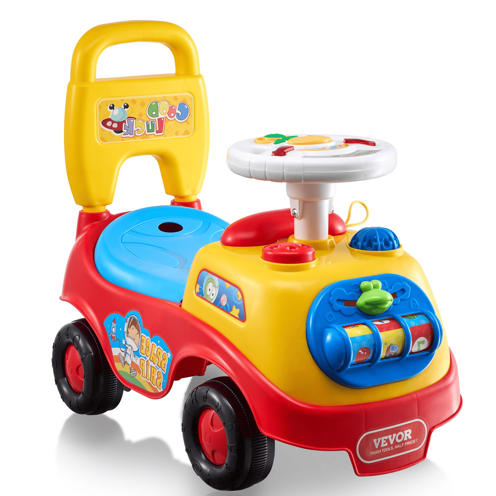 VEVOR Ride On Push Car for Toddlers, Ages 1-3, Ride Racer, Sit to Stand Toddler Ride On Toy, Classic Kids Ride On Car with Music Steering Wheel, Horn & Under Seat Storage, Ride On Toy for Boys Girls