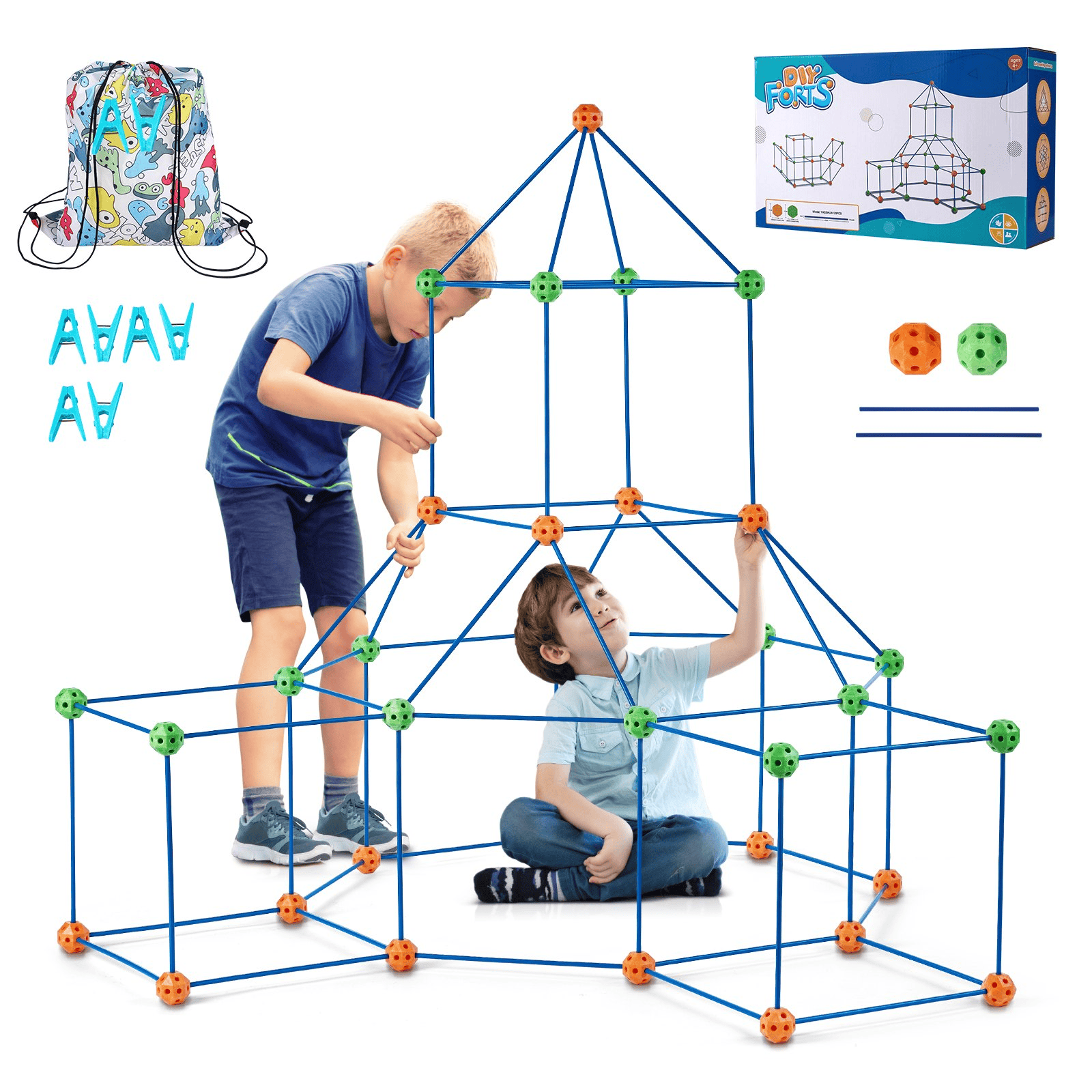 VEVOR Tent Fort Building Kit for Kids STEM Construction Toy Set Castle 120PCS