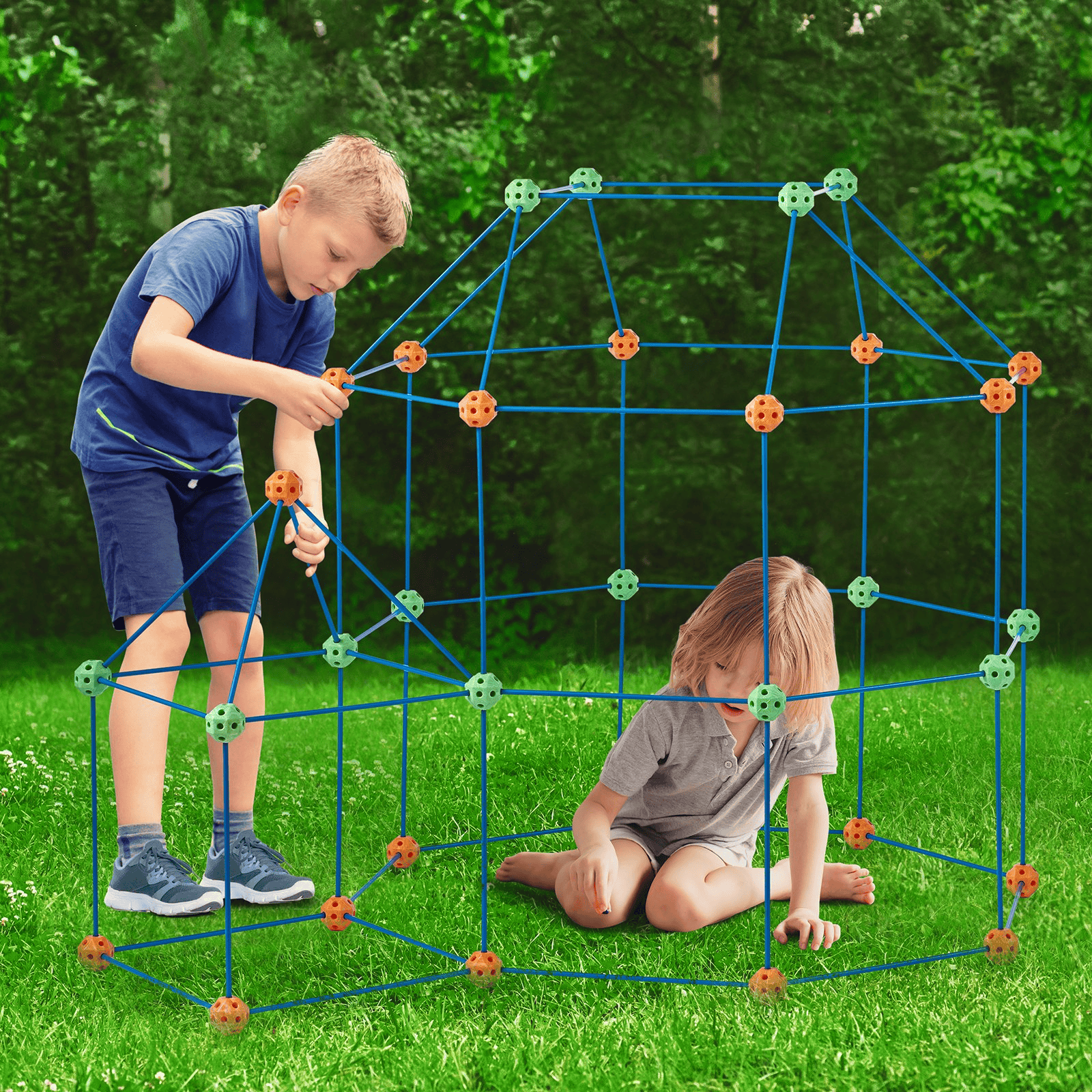 VEVOR Tent Fort Building Kit for Kids STEM Construction Toy Set Castle 180PCS