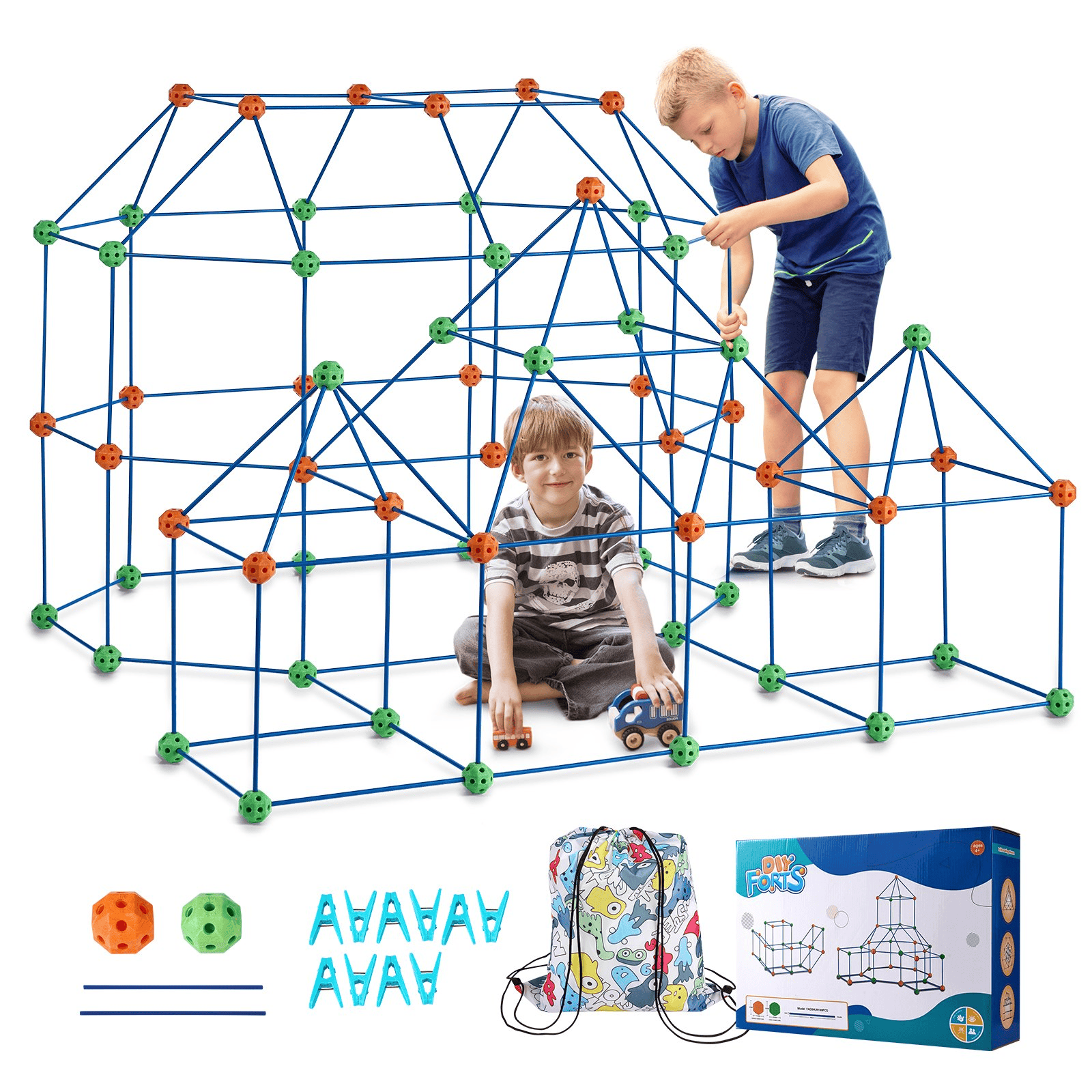 VEVOR Tent Fort Building Kit for Kids STEM Construction Toy Set Castle 180PCS