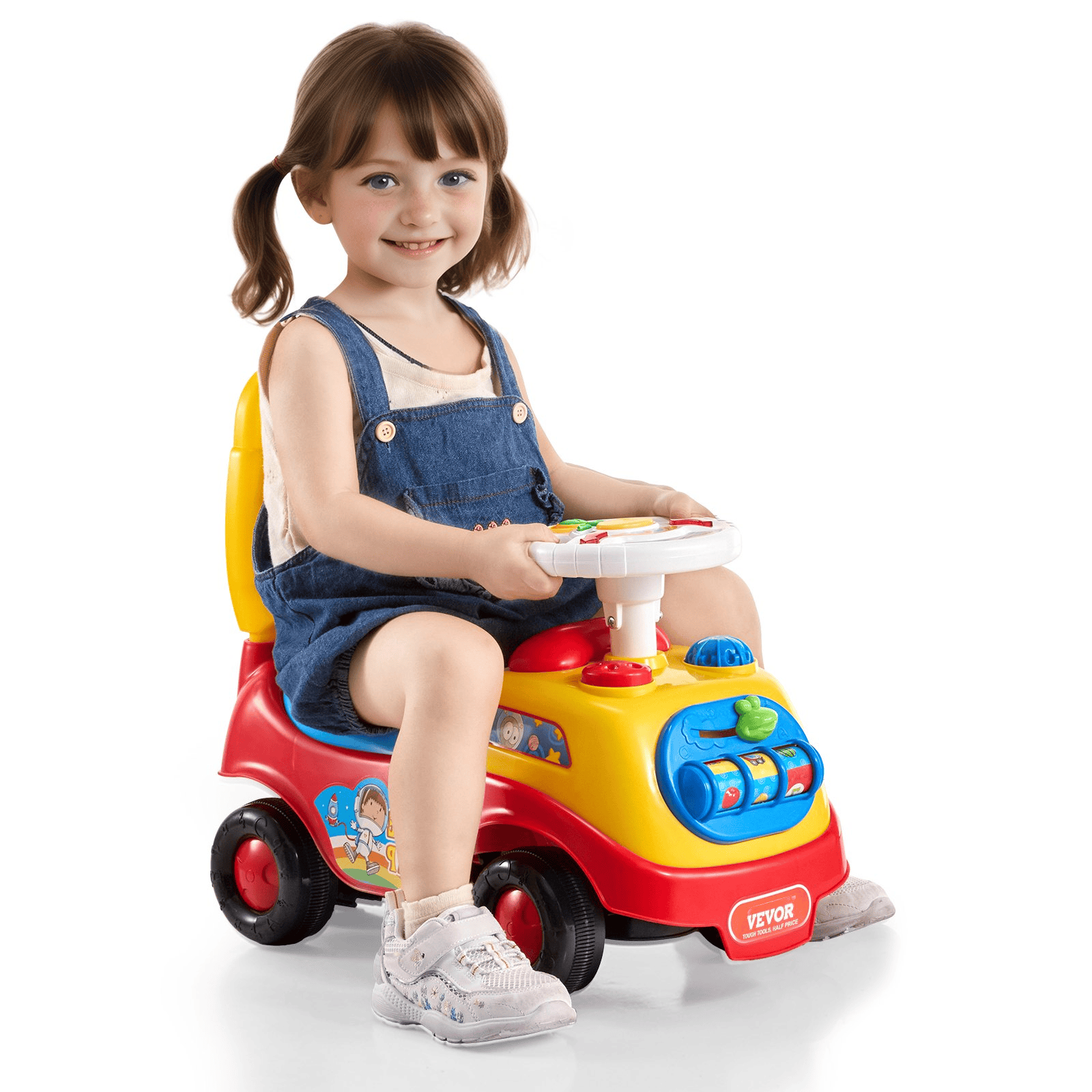 VEVOR Ride On Push Car for Toddlers, Ages 1-3, Ride Racer, Sit to Stand Toddler Ride On Toy, Classic Kids Ride On Car with Music Steering Wheel, Horn & Under Seat Storage, Ride On Toy for Boys Girls