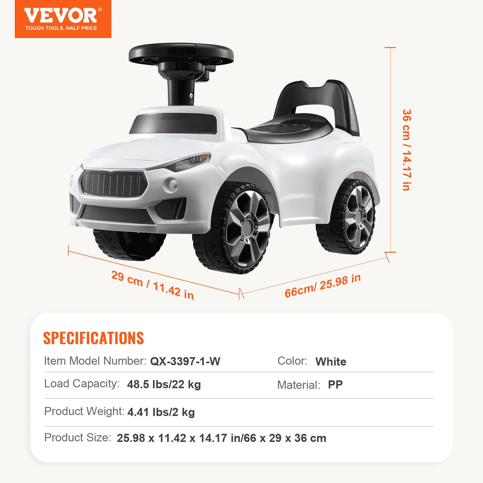 VEVOR Ride On Push Car for Toddlers, Ages 1-3, Ride Racer, Sit to Stand Toddler Ride On Toy, Classic Kids Ride On Car with Music Steering Wheel & Under Seat Storage, Ride On Toy for Boys Girls, White