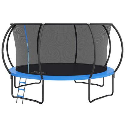 VEVOR 14FT Trampoline, 450 lbs Trampoline with Enclosure Net, Ladder, and Curved Pole, Heavy Duty Trampoline with Jumping Mat and Spring Cover Padding, Outdoor Recreational Trampolines for Kids Adults