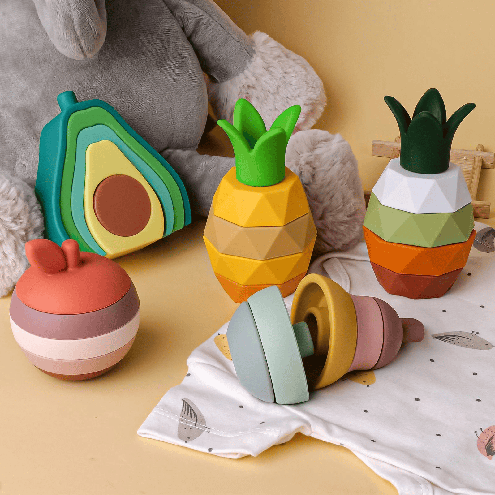 Silicone Stacking Toys Fruit for children multivariant