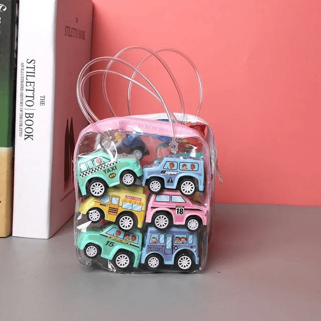 6pcs Car Model Toy Set with organizer bag for children multivariant