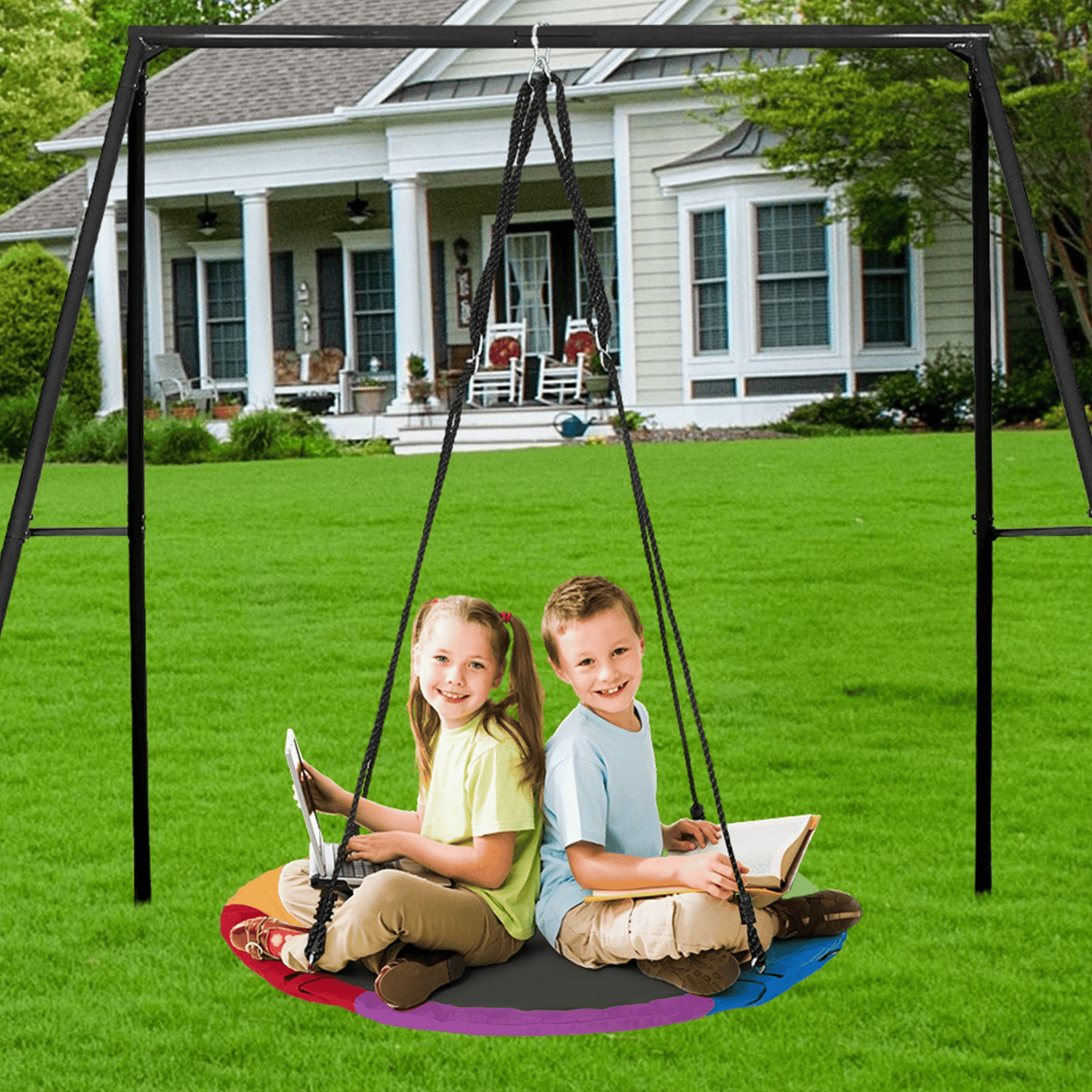 VEVOR Tree Swing 40In Saucer Swing 750lbs Weight Capacity 900D Oxford Multicolor