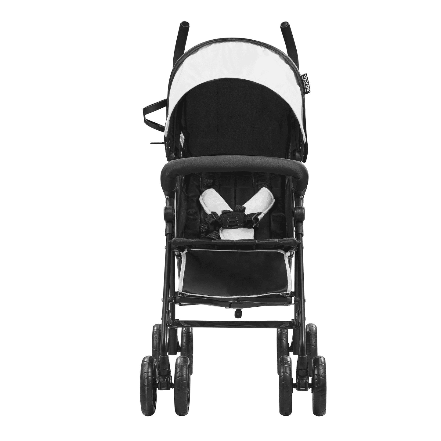 Lightweight Stroller Compact Easy Fold Adjustable Backrest Black/White