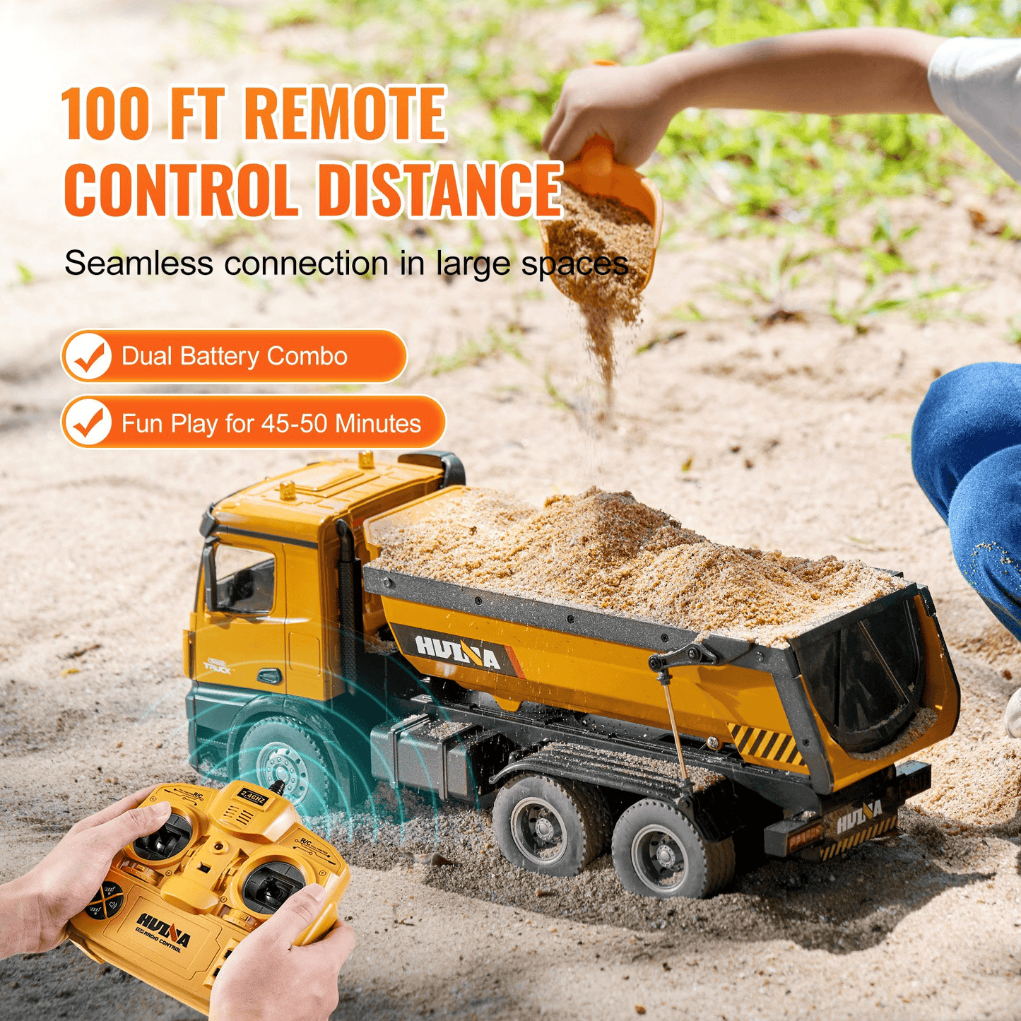 VEVOR RC Remote Control Dump Truck Toy Construction Vehicle Toy 10CH 1:14 Scale