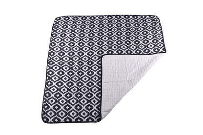 Moroccan Blue Cotton Muslin Newcastle Blanket