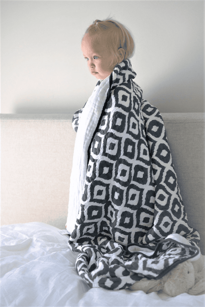 Moroccan Blue Cotton Muslin Newcastle Blanket