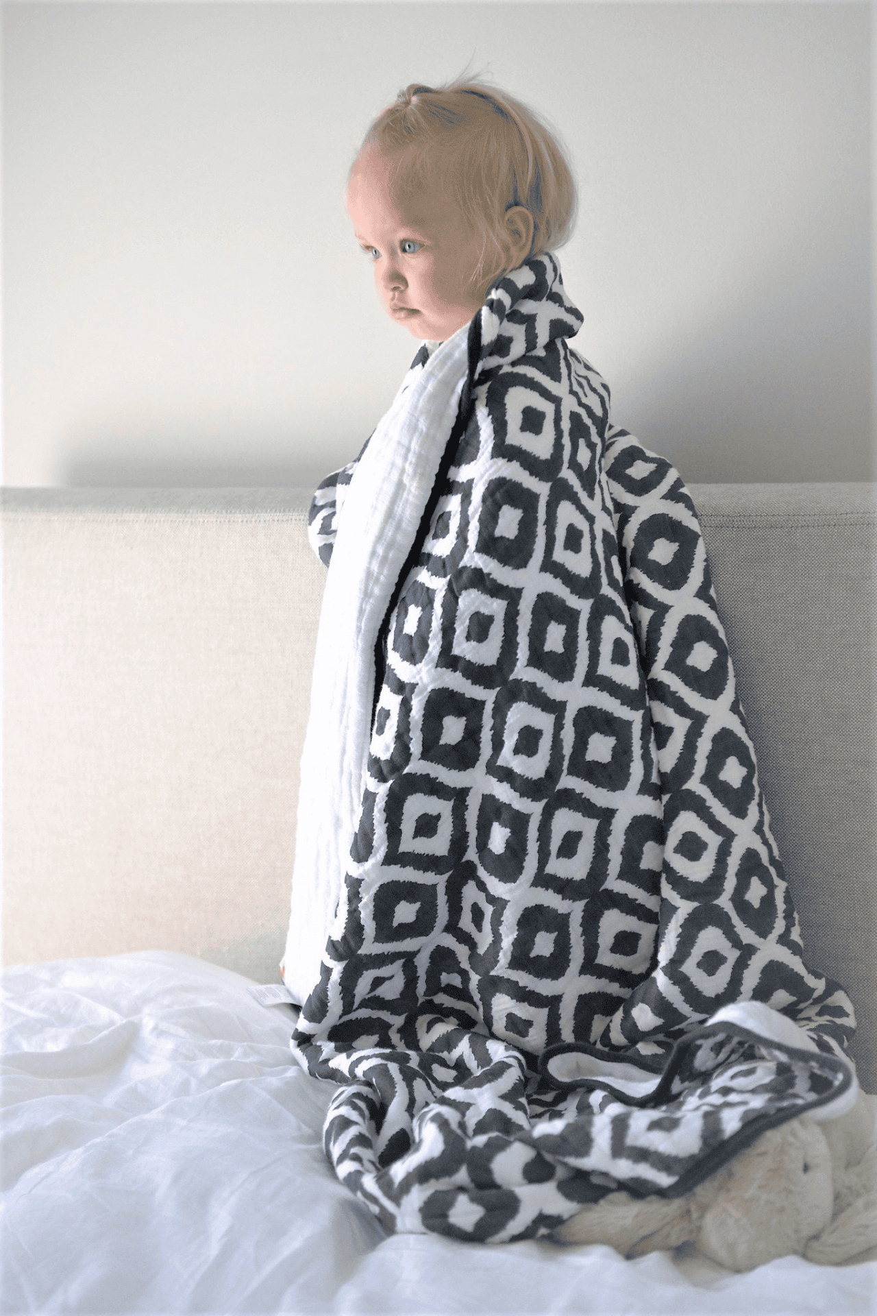 Moroccan Blue Cotton Muslin Newcastle Blanket