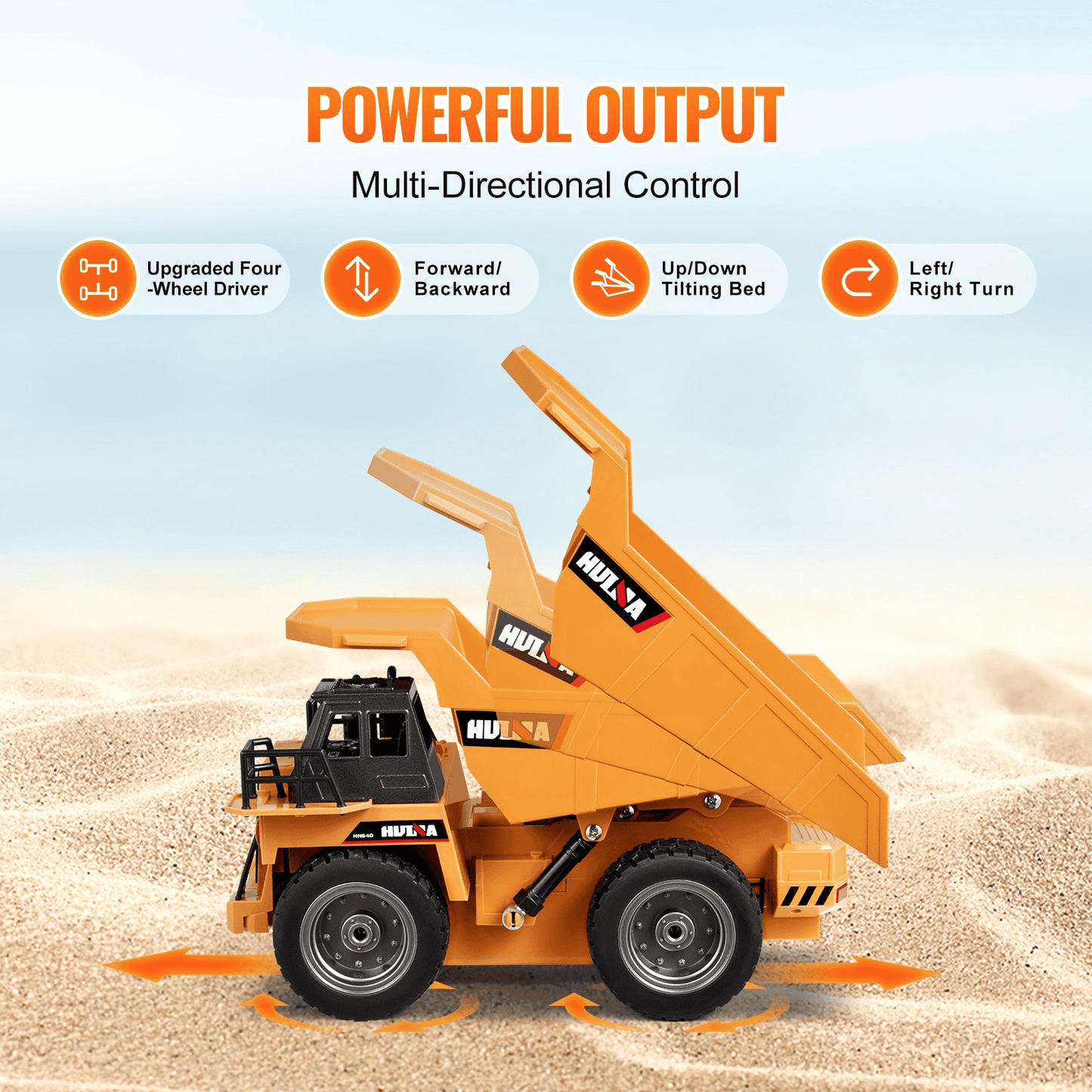 VEVOR RC Remote Control Dump Truck Toy Construction Vehicle Toy 9CH 1:18 Scale