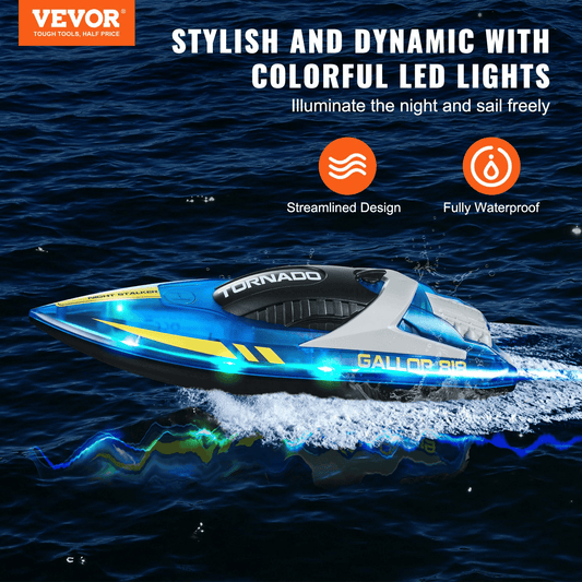 VEVOR RC Boat 2.4 GHz Remote Control Racing Boat 12 km/h Kids Adults Gift Blue