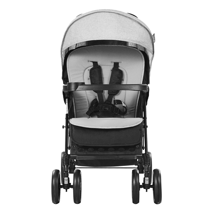 Double Stroller Foldable Lightweight Twin Tandem Stroller Light Gray+Black