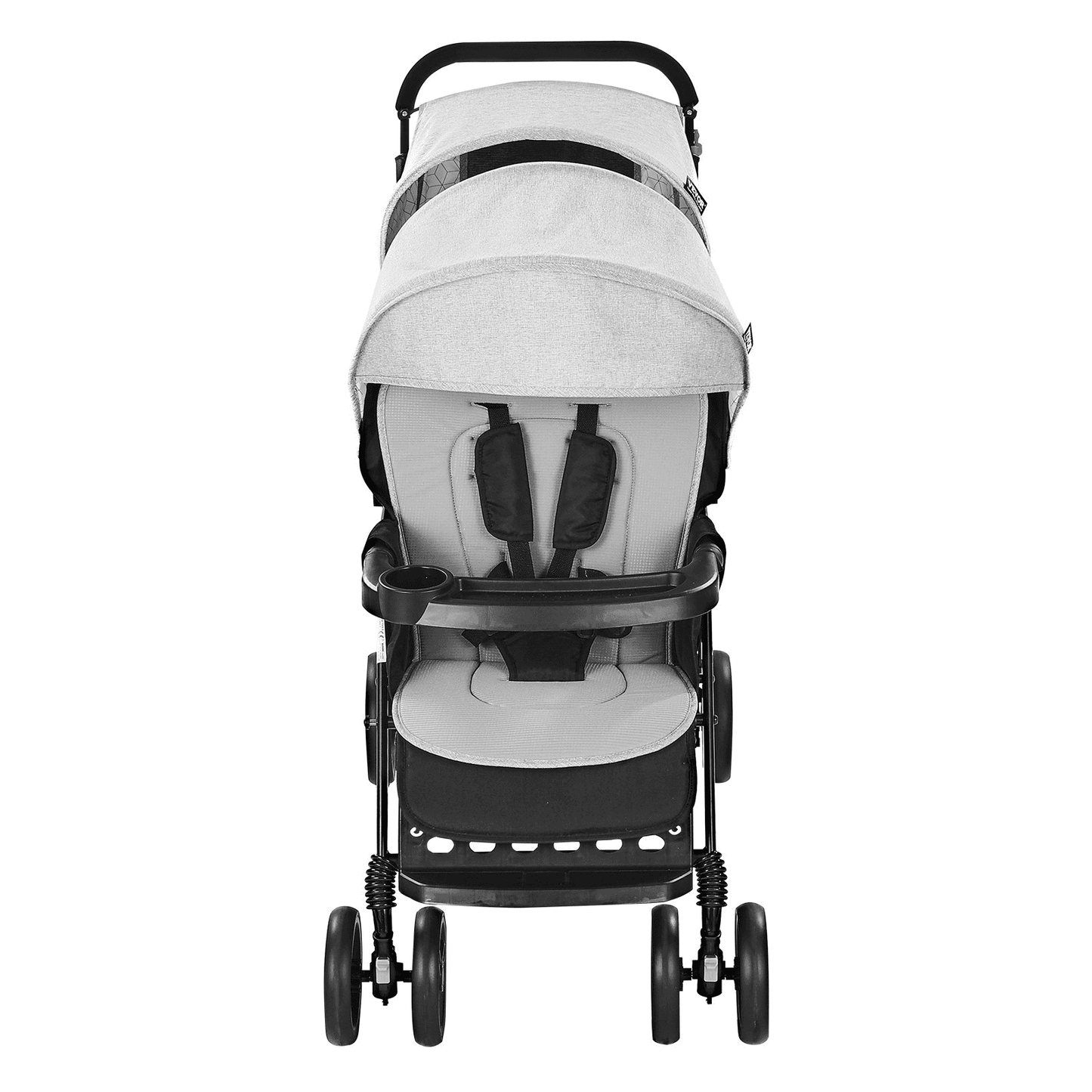 Double Stroller Foldable Lightweight Twin Tandem Stroller Light Gray+Black