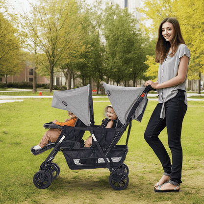 Double Stroller Foldable Lightweight Twin Tandem Stroller Dark Gray