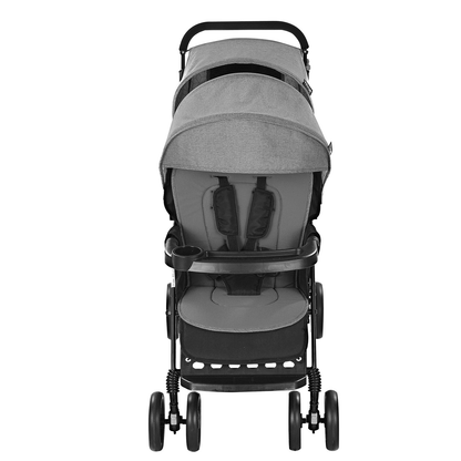 Double Stroller Foldable Lightweight Twin Tandem Stroller Dark Gray