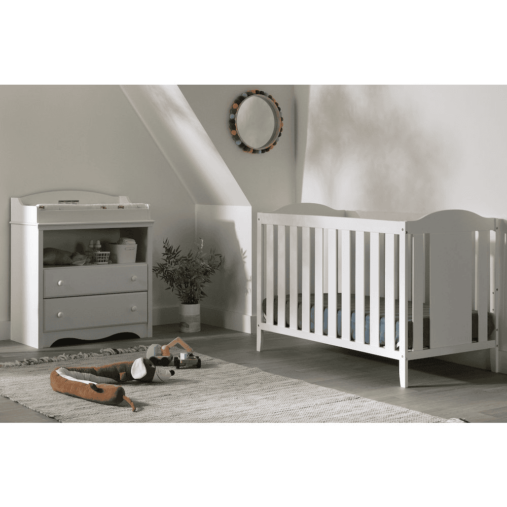 Angel Baby Crib and Changing Table Set, Pure White