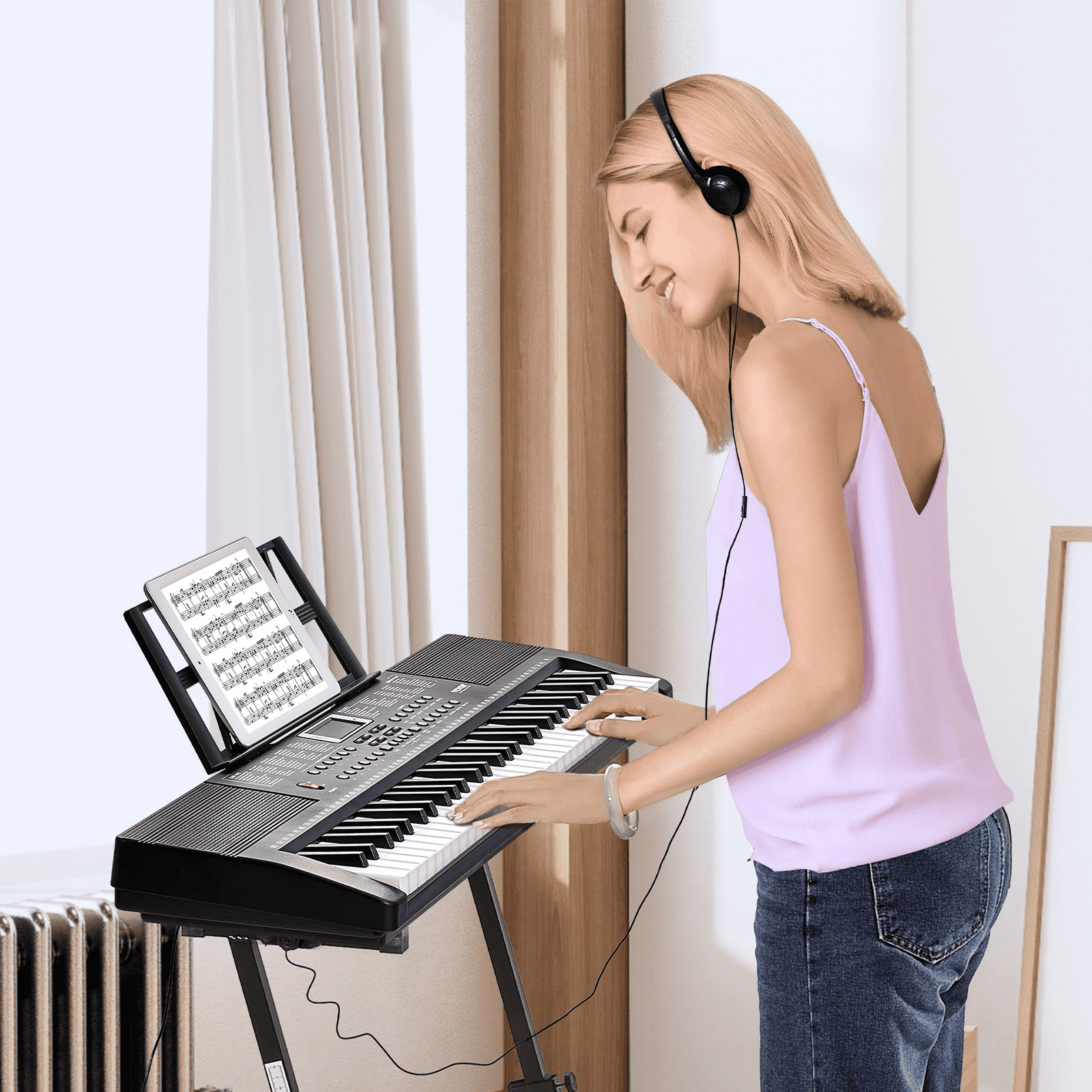 VEVOR 61 Key Digital Keyboard Piano Electric Portable 200 Tones 200 Rhythms