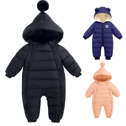 Winter onesie with thick hood for newborns