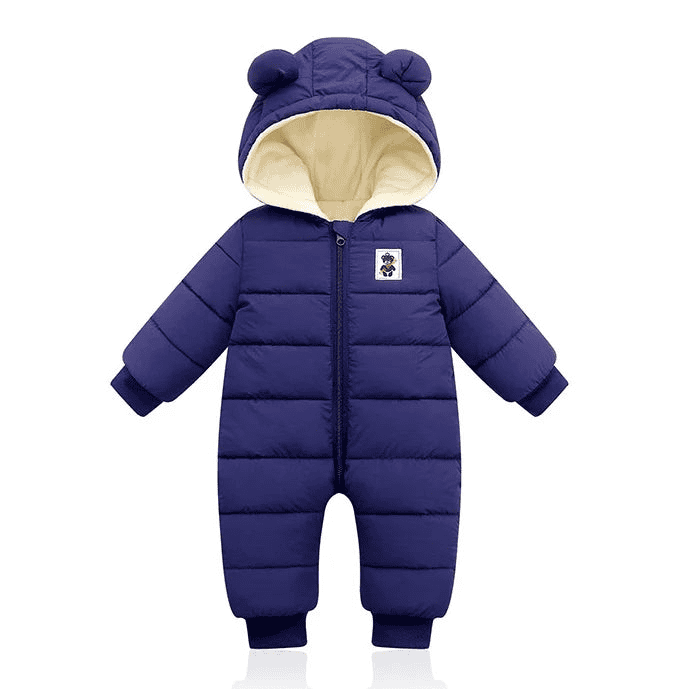 Winter onesie with thick hood for newborns