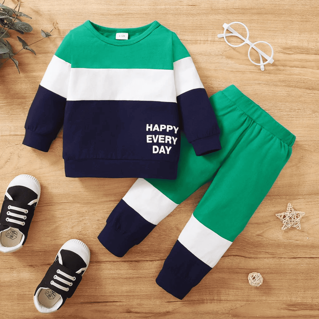 Cotton tracksuit set 2 pcs sweatshirt and trousers for Happy Everyday children