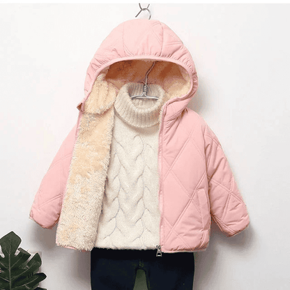 Multivariant Padded Jacket with Hood and Zip for Children