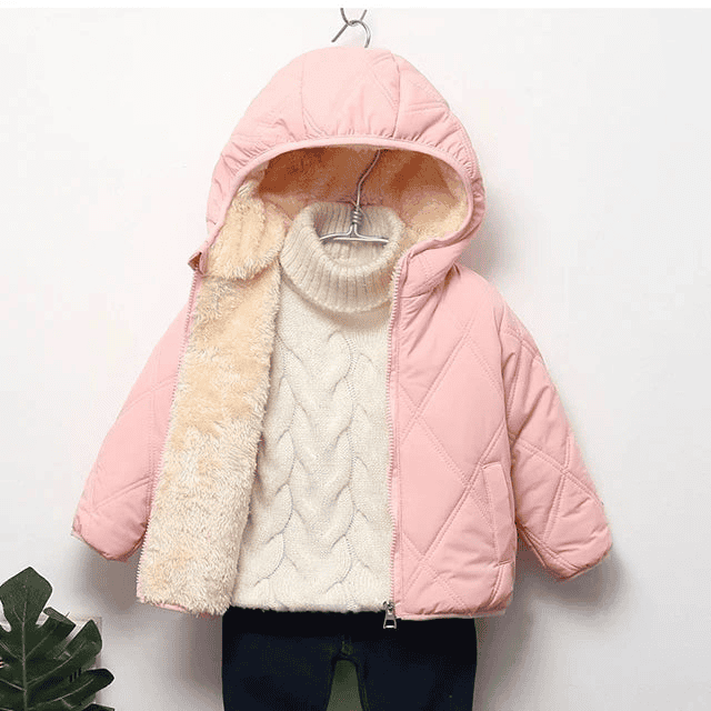 Multivariant Padded Jacket with Hood and Zip for Children