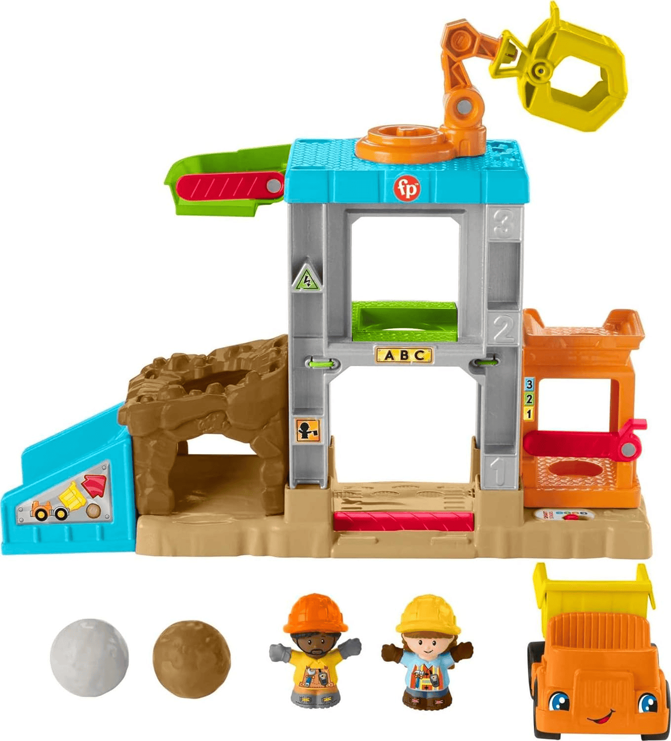 Fisher-Price Little People Toddler Learning Toy Load Up ‘N Learn Construction Site Playset With Dump Truck