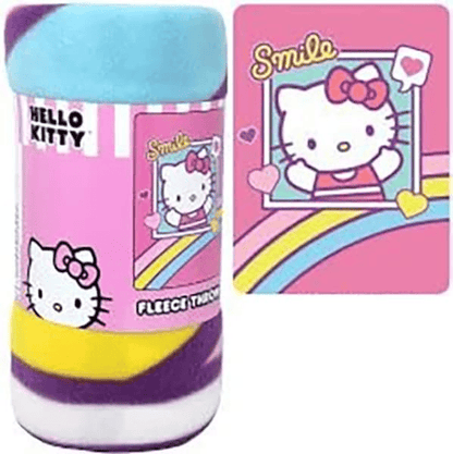 Northwest Hello Kitty Blanket Cartoon Painting (45''X 60'') | Hello Kitty Plush Soft Blanket Bedroom Decor Bundle with Stickers and More for Kids Toddlers Children, Pink, (HLFL)