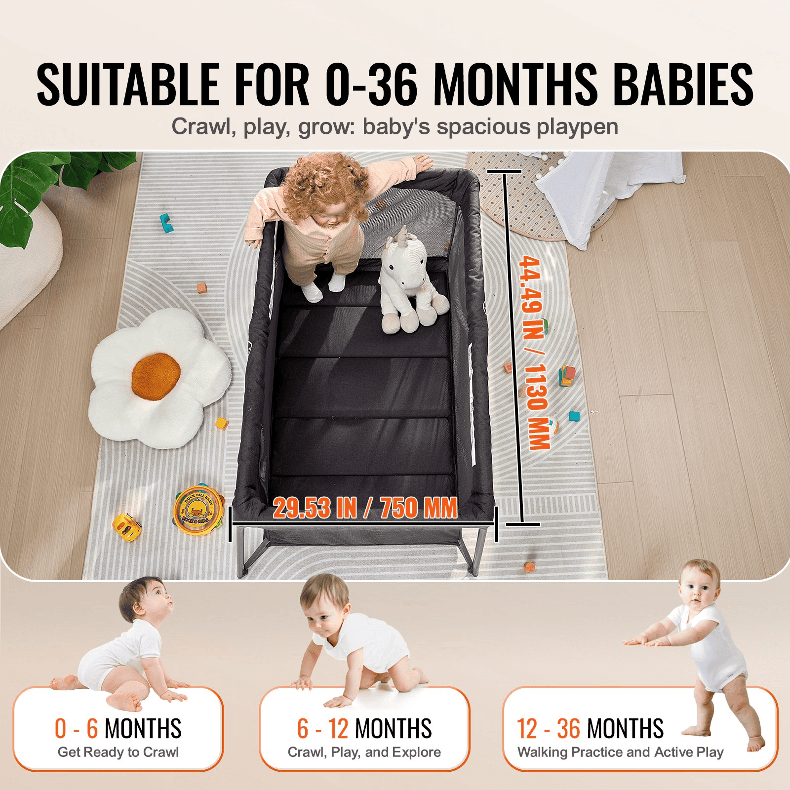 TravelNest Foldable Baby Playpen & Crib with Zipper Gate