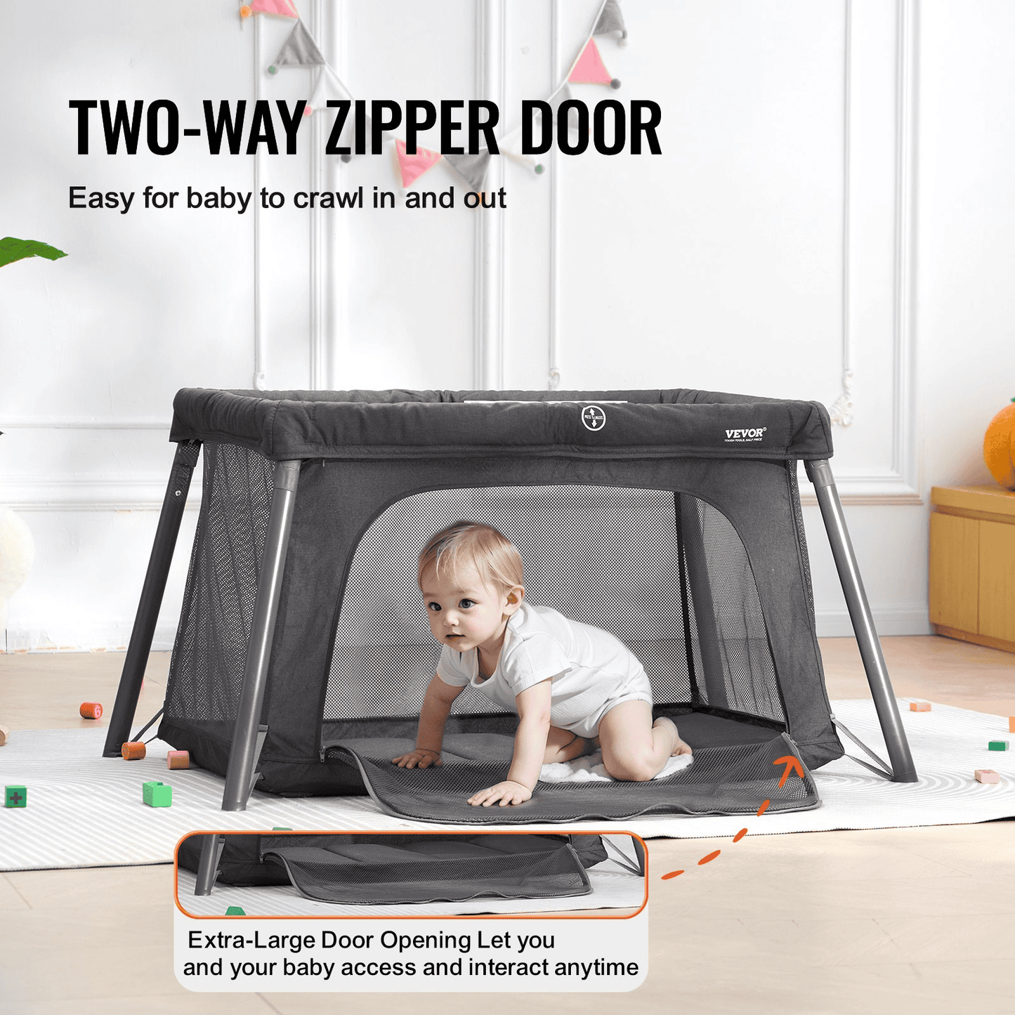 TravelNest Foldable Baby Playpen & Crib with Zipper Gate