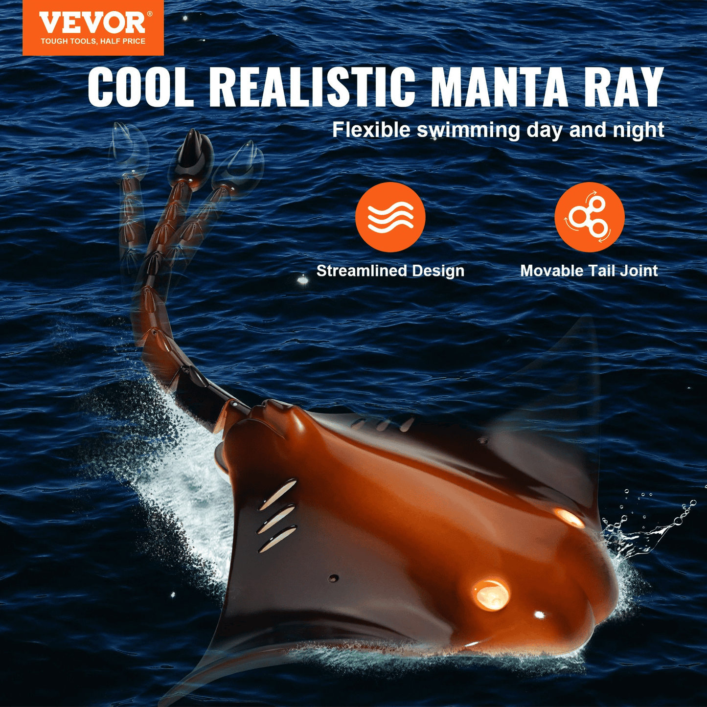 Christmas gifts! VEVOR Remote Control Manta Ray Toy 2.4 GHz High Speed RC Boat Kids Adults Gift