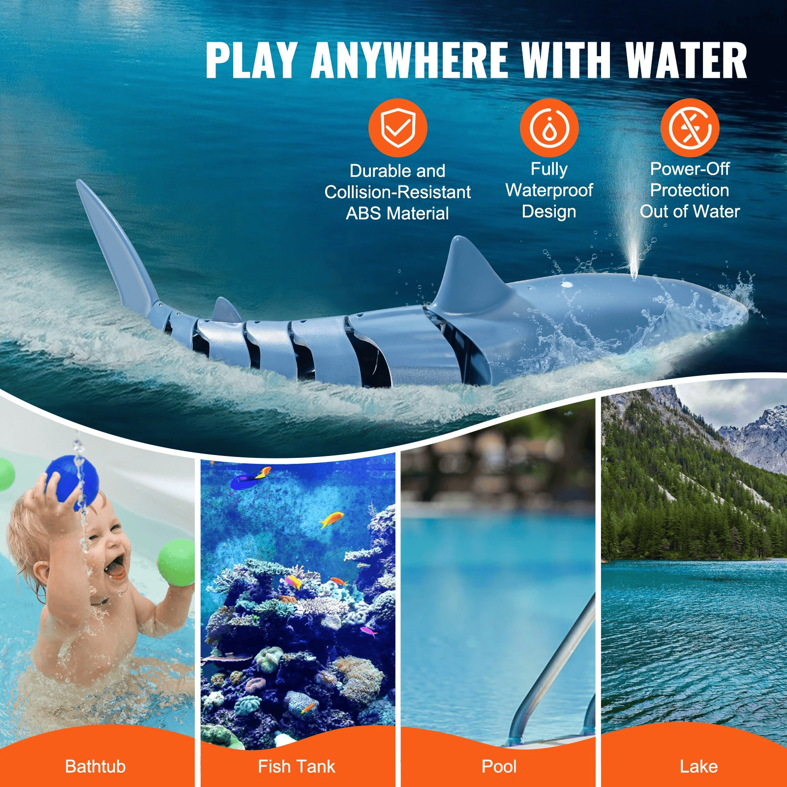 Remote Control Shark Toy 2.4 GHz High Speed RC Boat for Kids Adults Gift