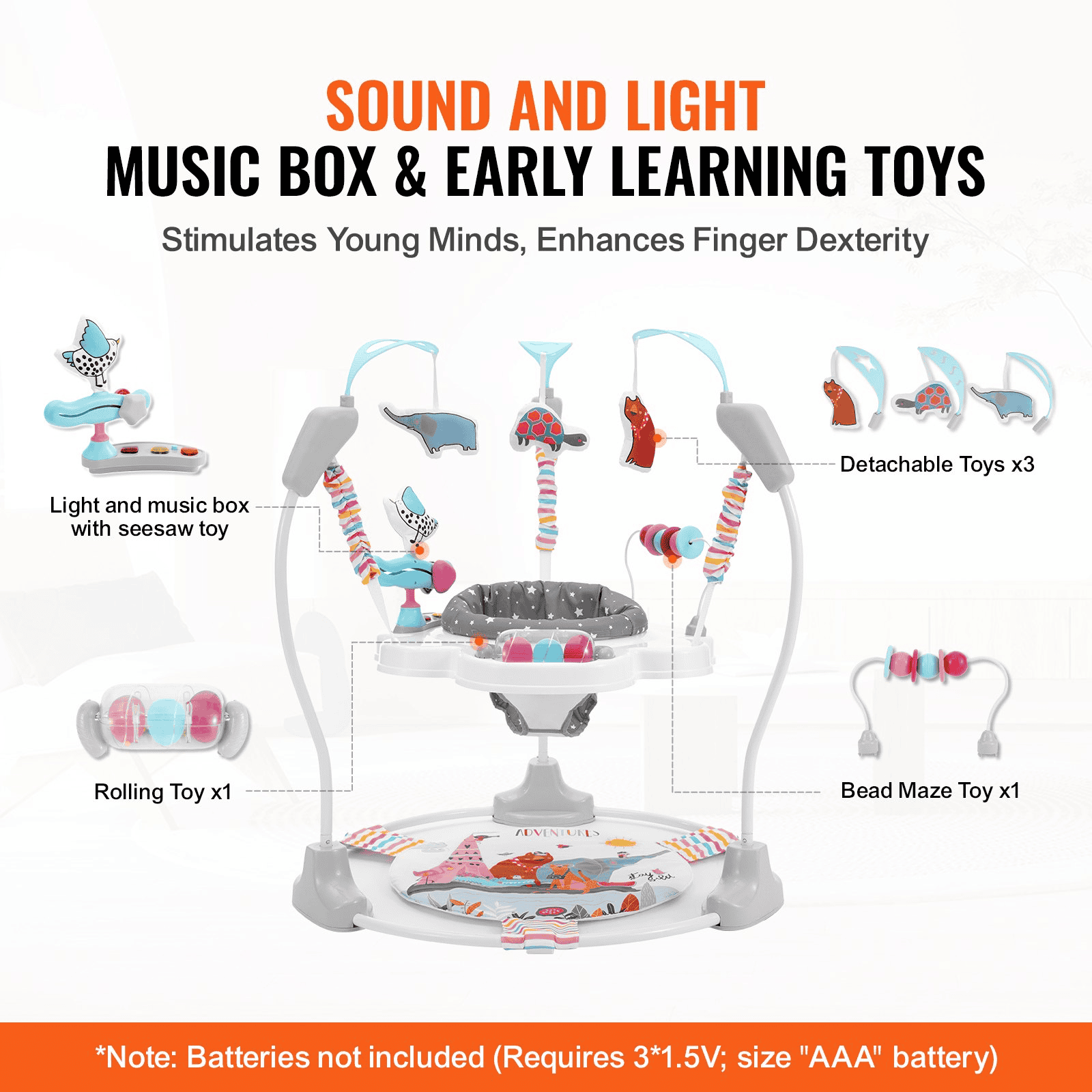 VEVOR Baby Bouncer Activity Center Baby Jumper Jumperoo with Toys Music Lights